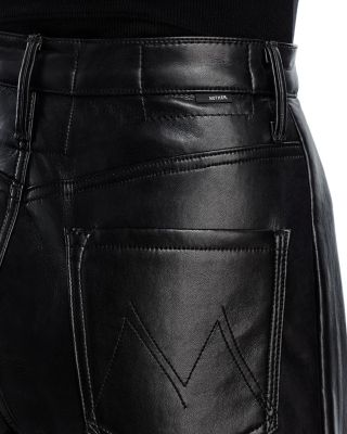 The Halfpipe Flood High Rise Leather Jeans in Black Black