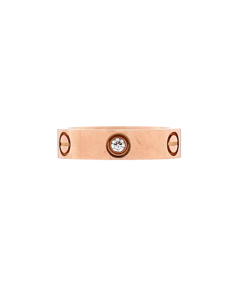 Pre-owned Pre-owned Cartier Cartier Love 3 Diamonds Band Ring 18k Rose Gold With Diamonds
