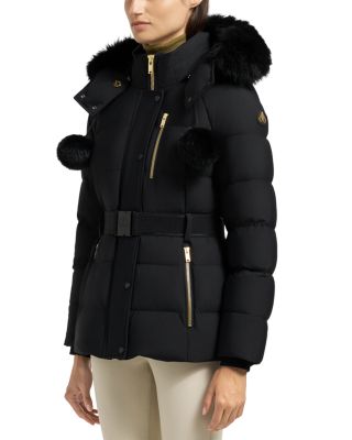 Gold Cambria Shearling Trim Down Jacket
