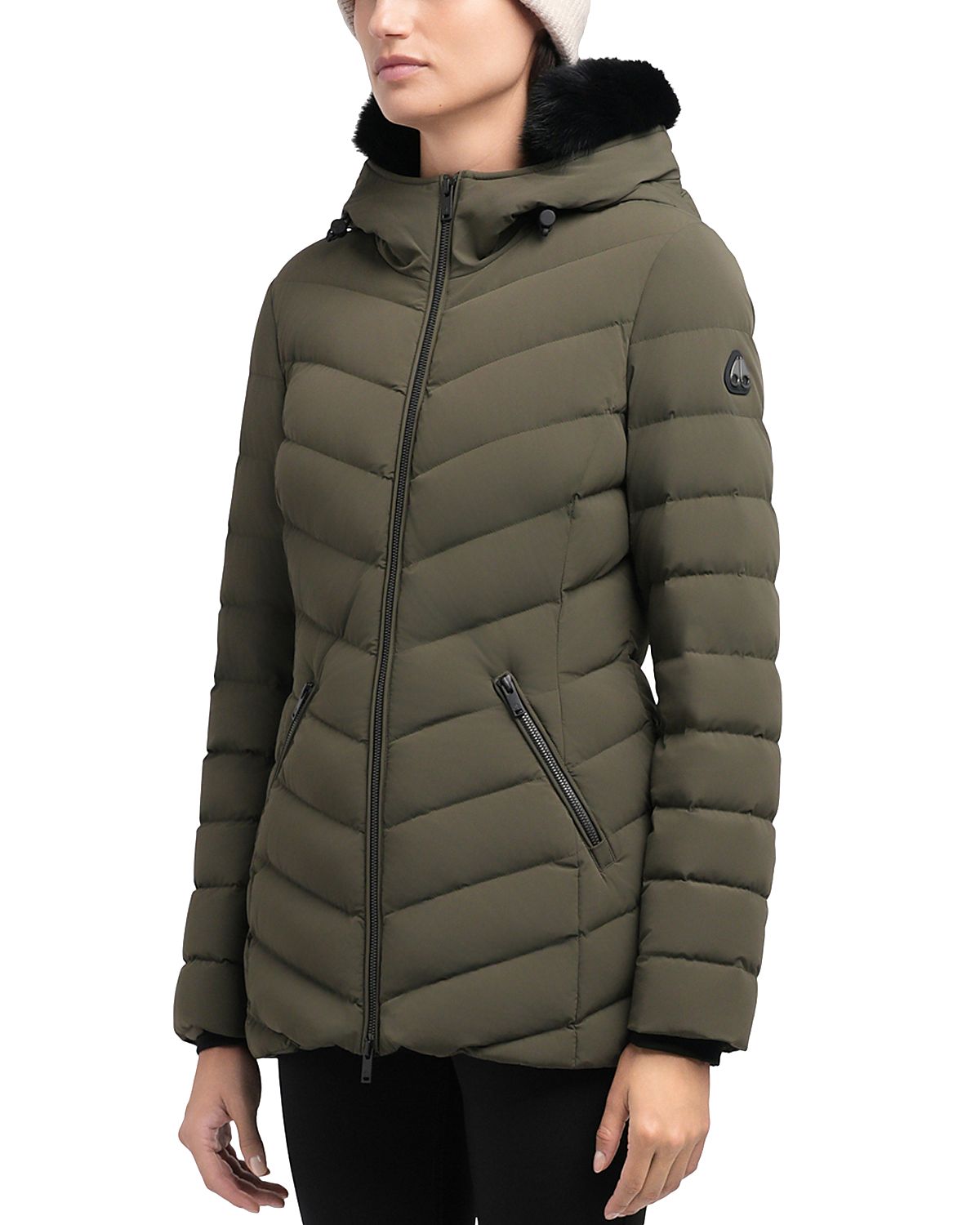 Moose Knuckles Roselawn Shearling Trim Down Jacket