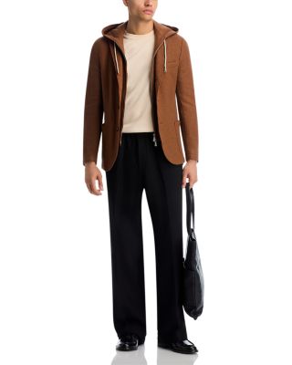 Boiled Wool Slim Fit Sport Coat with Removable Full Zip Hoodie