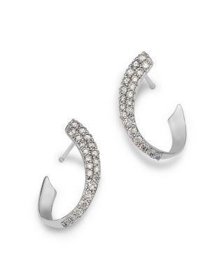 Diamond Spiral Hoop Earrings in 14K White Gold, 0.70 tcw