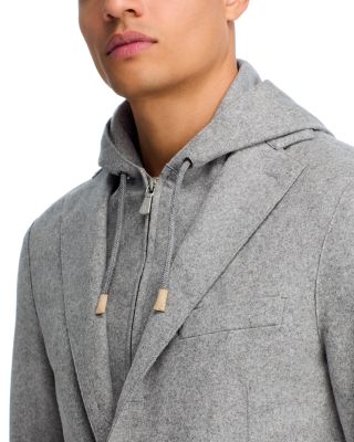 Flannel Slim Fit Sport Coat with Removable Full Zip Hoodie