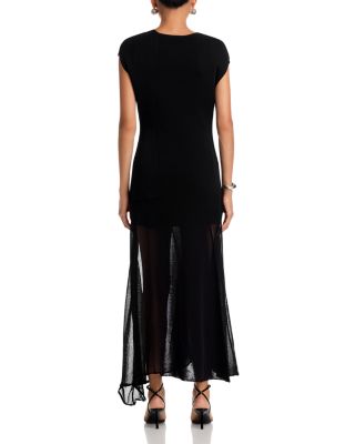 Asymmetrical Seamed High/Low Knit Dress