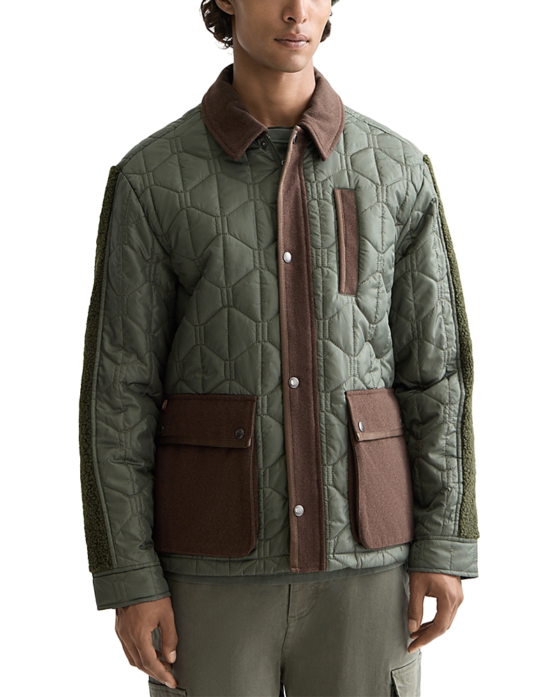 Scotch & Soda Quilted Water Repellent Military Jacket In Green