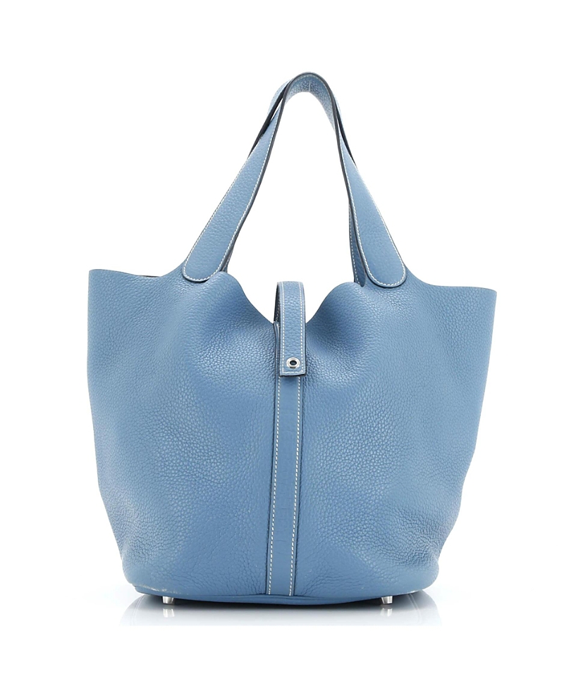 Pre-owned Pre-owned Hermes Hermes Gm Picotin Lock Bag Clemence In Blue