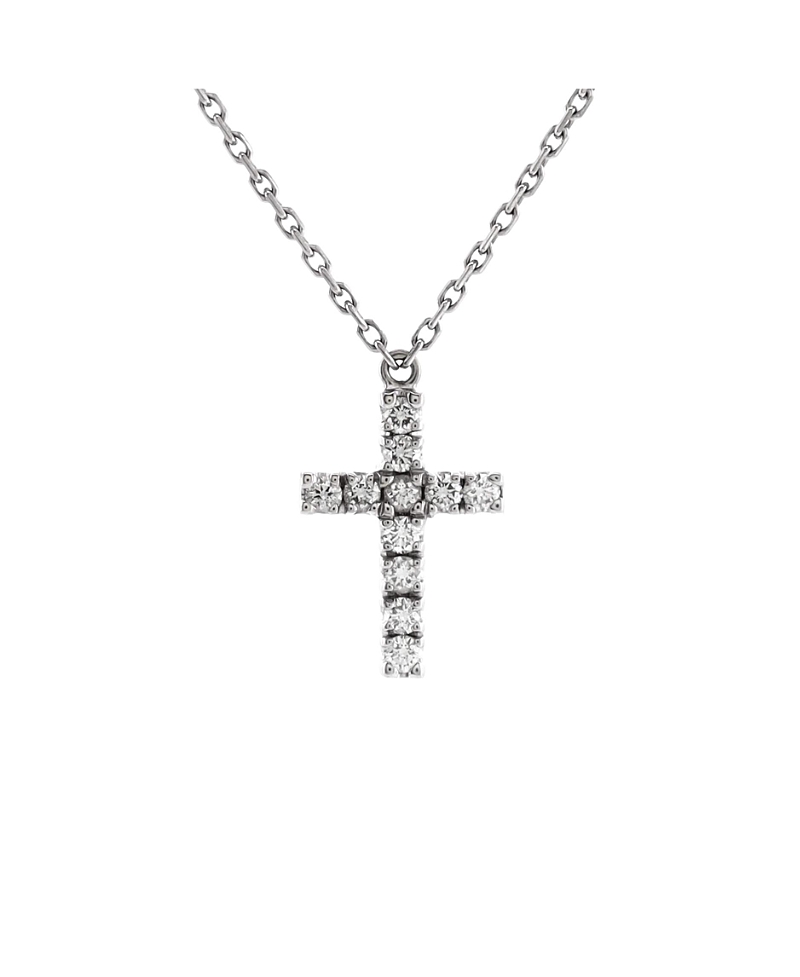Pre-owned Pre-owned Cartier Cartier Cross Pendant Necklace 18k White Gold With Diamonds