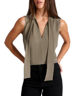 Teca Silk Sleeveless Tie Neck Blouse