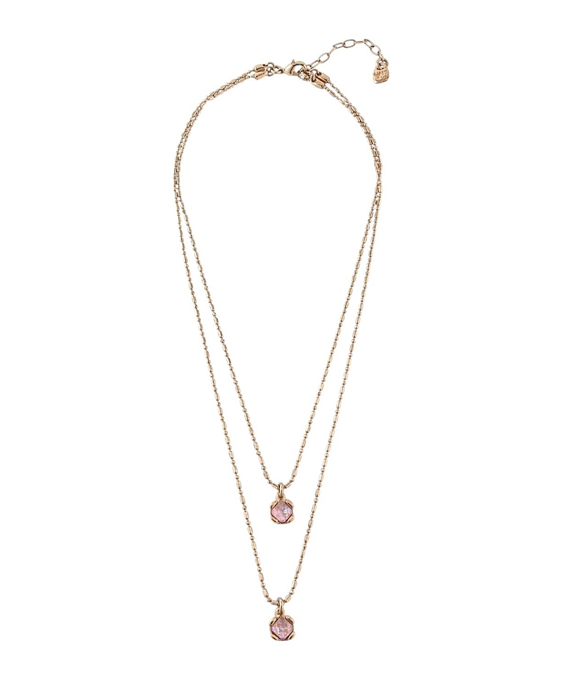 Unode50 18k Gold-plated Pink Necklace With 2 Pink Crystals In Gold