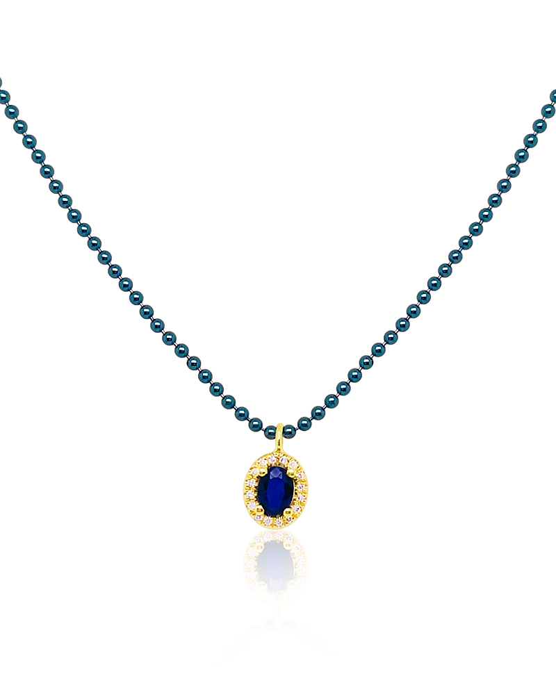 Meira T Yellow Gold-plated Sterling Silver & Blue Rhodium Plated Sterling Silver Opal & Diamond Beaded Penda In Blue