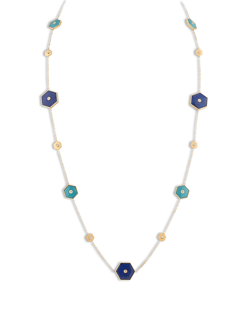 Miseno Jewelry 18k Yellow Gold Baia Necklace With Diamonds, Lapis & Turquoise, 32 In Multi
