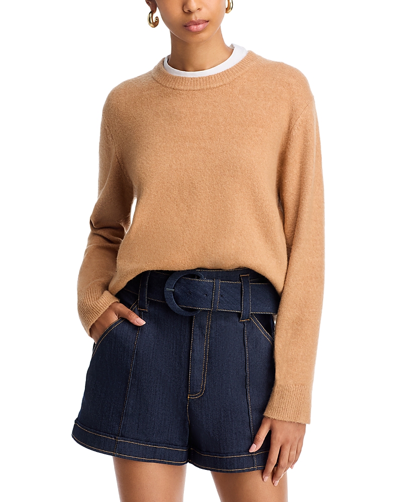 French Connection Babysoft Crew Neck Gather Long Sleeve Jumper In Camel In Brown