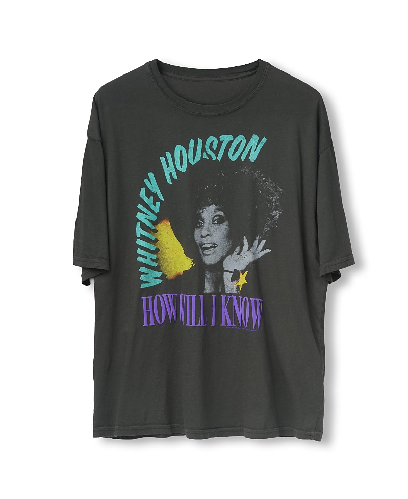 Junk Food Clothing Unisex Whitney Houston How Will I Know Oversized Tee In Black