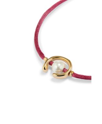  Mauve Cord Pearl Bracelet