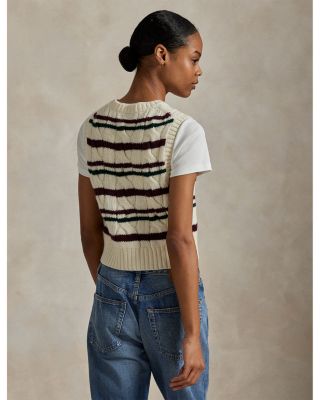 Striped Cable Wool Cashmere Sweater Vest