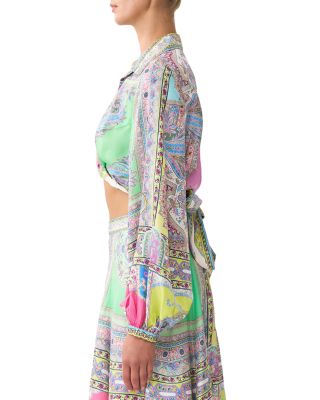 Cropped Wrap Silk Shirt