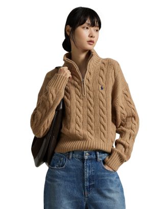Ralph Lauren Cable Wool Cashmere Half Zip Sweater | Bloomingdale's