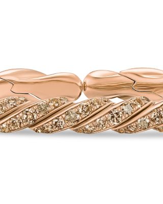 Sculpted Cable Flex Bracelet in 18K Rose Gold with Cognac Diamonds, 5mm