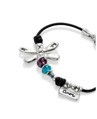 Dragonfly Charm Leather Bracelet