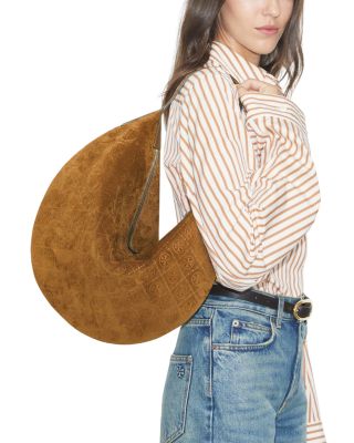 T Monogram Suede Balloon Hobo Bag