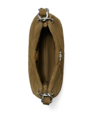 Small Kira Diamond Quilt Suede Shoulder Bag