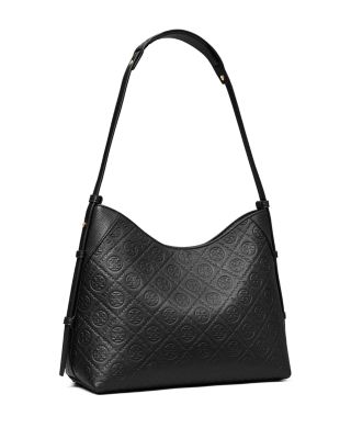 T Monogram Soft Pebble Medium Shoulder Bag
