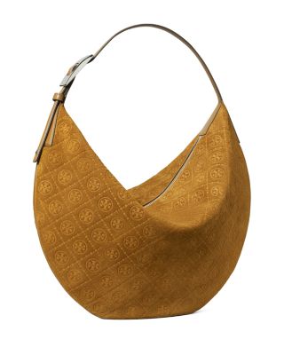 T Monogram Suede Balloon Hobo Bag