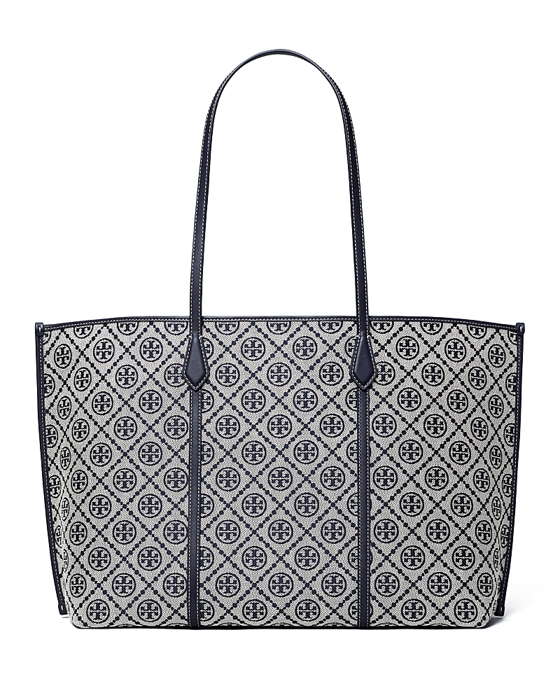 Tory Burch Perry T Monogram Tote In Blue