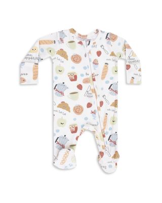 Unisex Bonjour Breakfast 2 Way Zipper Footie - Baby