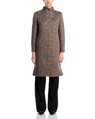 Printed Stand Collar Long Coat