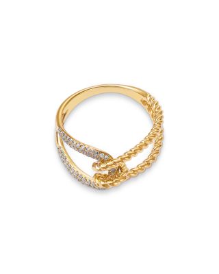 Diamond Open Twist Ring in 14K Yellow Gold, 0.28 tcw