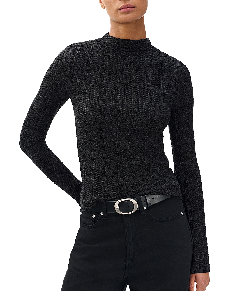 Rag & Bone Francesca Merino Turtleneck Charcoal In Black