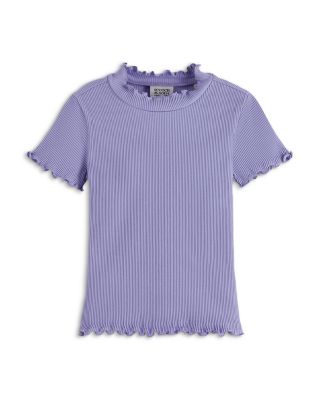 Girls' Mock Neck Slim Fit Ribbed Short Sleeved Tee - Little Kid, Big Kid