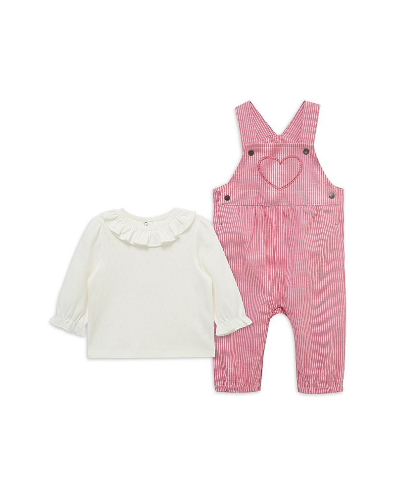 Little Me Girls' Ruffled Shirt & Heart Overall Set - Baby In Multi
