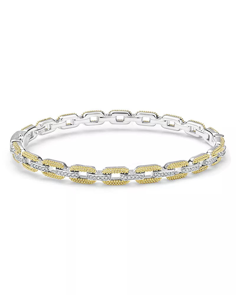 Lagos 18K Yellow Gold & Sterling Silver Caviar Lux Diamond Chain Link Bracelet - Exclusive