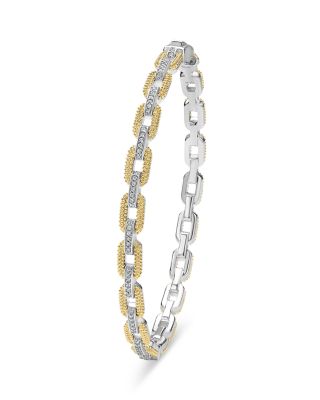 18K Yellow Gold & Sterling Silver Caviar Lux Diamond Chain Link Bracelet