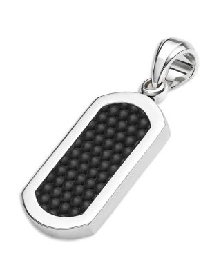 Men's Sterling Silver Anthem Black Ceramic Tag Amulet Pendant