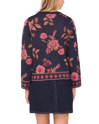 Floral Jacquard Long Sleeve Crewneck Sweater