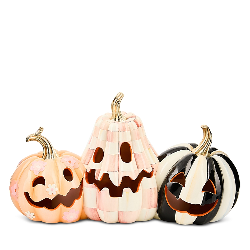 Mackenzie-childs Hocus Pocus Illuminated Jack O' Lantern Trio