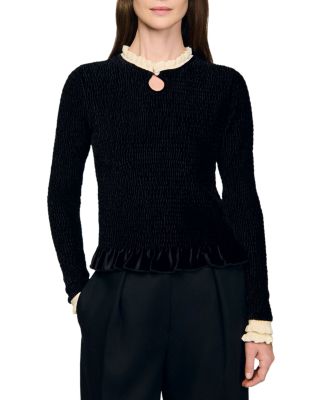 Eugenie Smocked Velvet Top