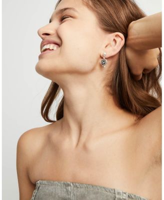  Heart & Crystal Drop Earrings