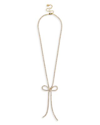 Gigi Crystal Bow Lariat Necklace, 19"-22"