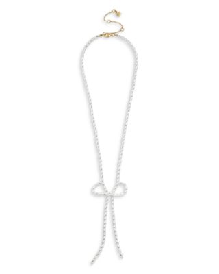 Gigi Crystal Bow Lariat Necklace, 19"-22"