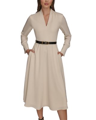 Satin Belted Midi Dress