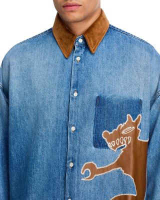 Wolf Applique Oversized Shirt