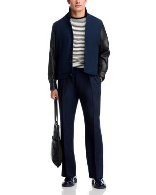 Casual Fit Mixed Media Bomber Jacket