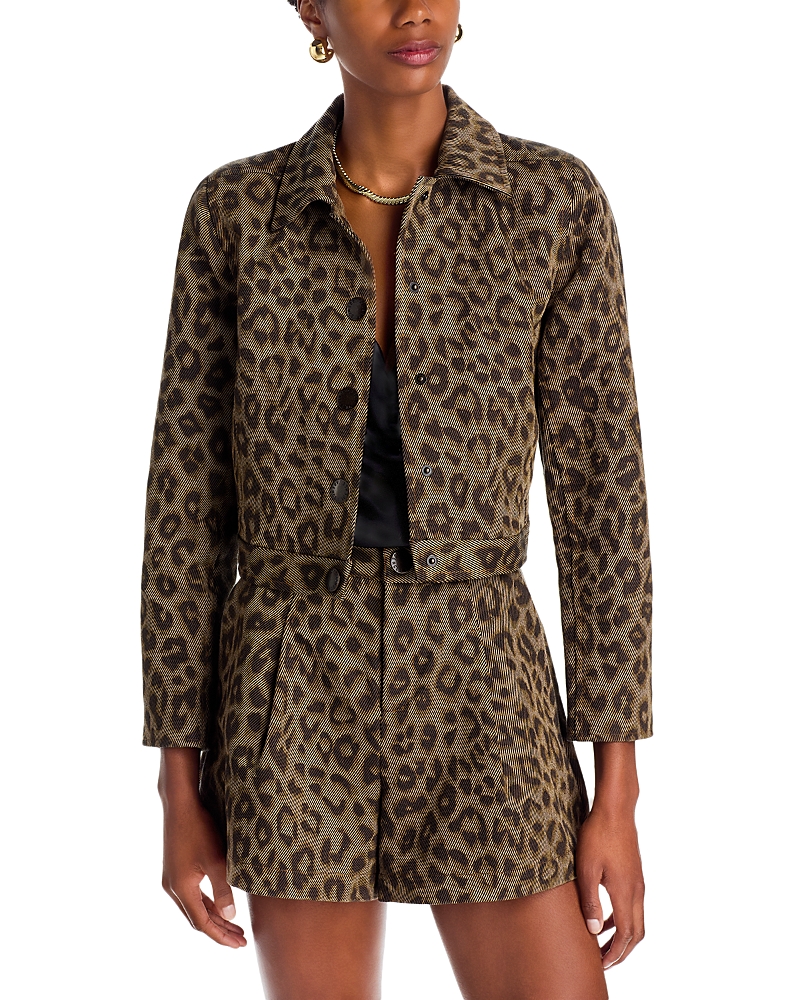 L Agence L'agence Marla Crop Leopard Jacket In Animal Print