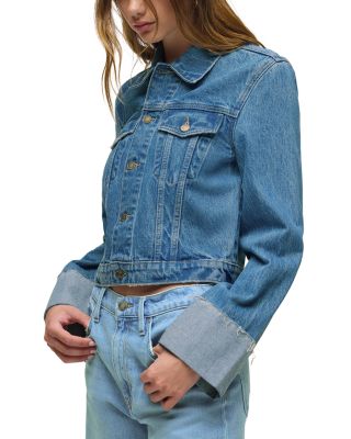 Cuffed Cropped Denim Jacket