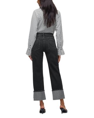 Remi High Rise Wide Cuff Ankle Jeans in Washed Black
