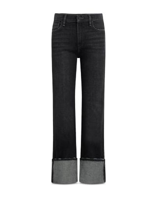 Remi High Rise Wide Cuff Ankle Jeans in Washed Black